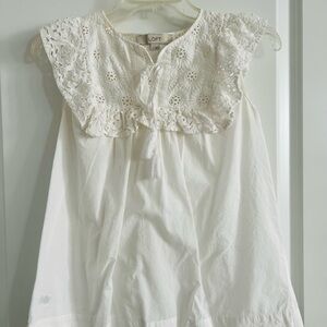 LOFT White Eyelet Lace Cap Sleeve Top